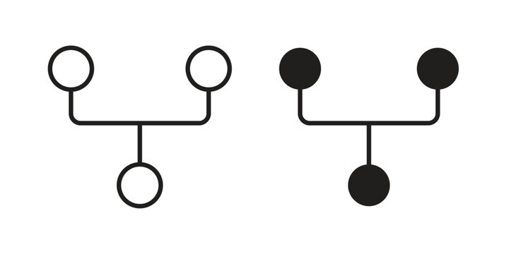 Code Fork icon set in black outline and fill. Editable icons