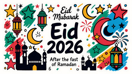 Fototapeta premium Eid 2026 Celebration Graphic