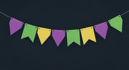 Obraz premium April fool's day colorful mardi gras flags and banners for prank decorations