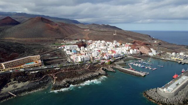 Aerial View La Restinga Southernmost Village Spain El Hierro Harbor