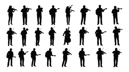 A collection of silhouettes of people playing trumpets © SILHUETTECHEMBER