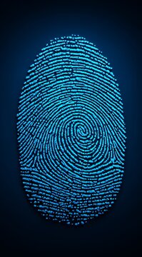 Blue fingerprint is shown in the image. The blue color of the fingerprint is striking. Concept of mystery and intrigue