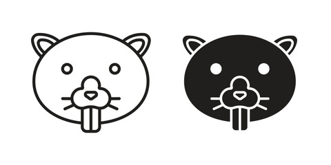 Otter icon set in black outline and fill. Editable icons © Lohan
