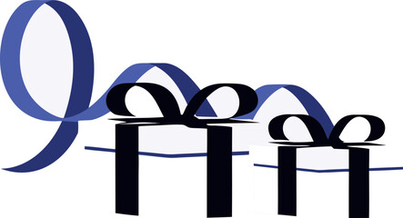 Fototapeta premium Blue ribbon tied in a bow on a in a decorative arrangement
