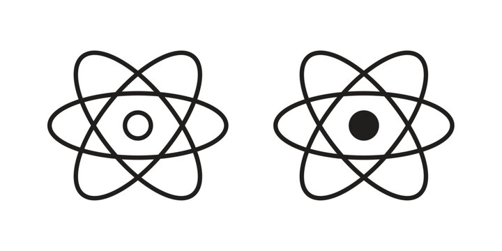 React icon set in black outline and fill. Editable icons