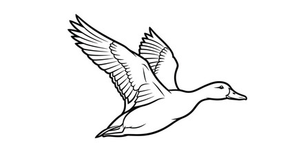 Obraz premium A dynamic illustration of a duck in flight a striking silhouette