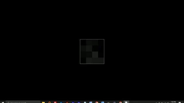 Pixelated Abstract Square: Dark Greyscale Grid on Black Screen Desktop