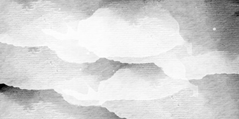 Naklejka premium Abstract gray watercolor landscape with misty mountain layers and textured paper effect