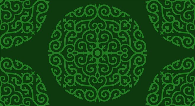 Green abstract korean dancheong art