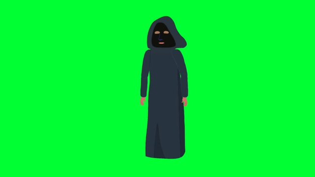 halloween standing character. Standing halloween cartoon character with green screen video animation with chroma key.