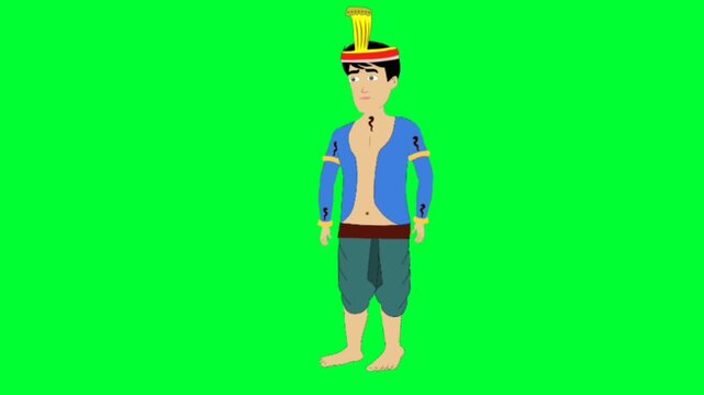 Snake king Men standing character. Standing snake men cartoon character with green screen video animation with chroma key.