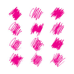 Obraz premium Hand drawn pink silhouette shapes on white background