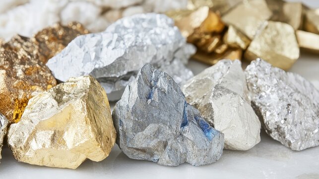 Raw Gold and Silver Ore Nuggets Representing Precious Metals Investment Potential