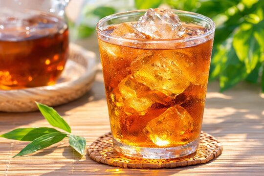 Cold Iced Tea in Glass Closeup