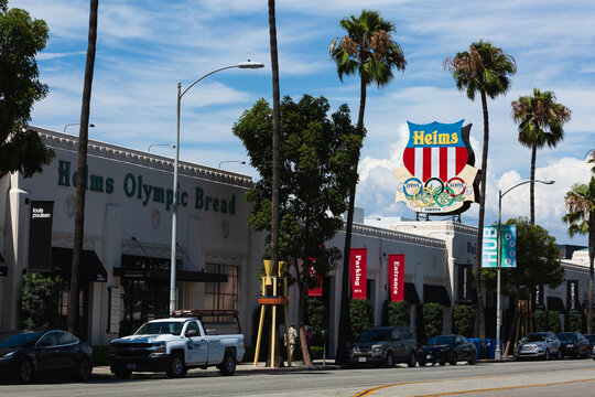 A street at Helms Bakery, historic Southern California bakery, Culver City, California, June 2019