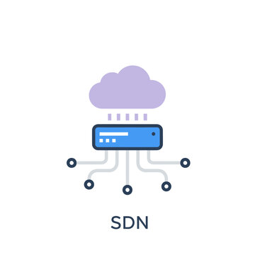 Software Defined Networking cloud server with connected nodes icon