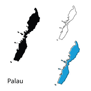 Palau map outline vector silhouette contour
