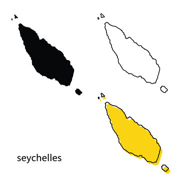 Seychelles map outline vector silhouette contour