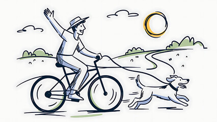 Obraz premium Boy Riding Bicycle Coloring Page