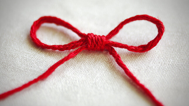 Red Thread Bow Symbolizing Connection, Memory and Awareness