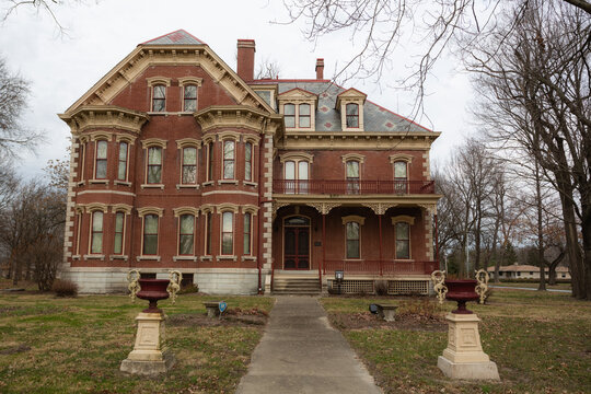 Altamont, Illinois - December 4, 2020: The Dr. Charles M. Wright House, listed on the National Register of Historic Places.

