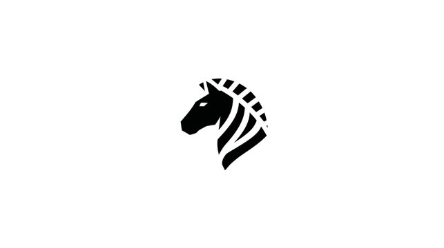 Stylized black and white zebra head illustration. Minimalist animal icon design, perfect for logo, branding, or graphic element.