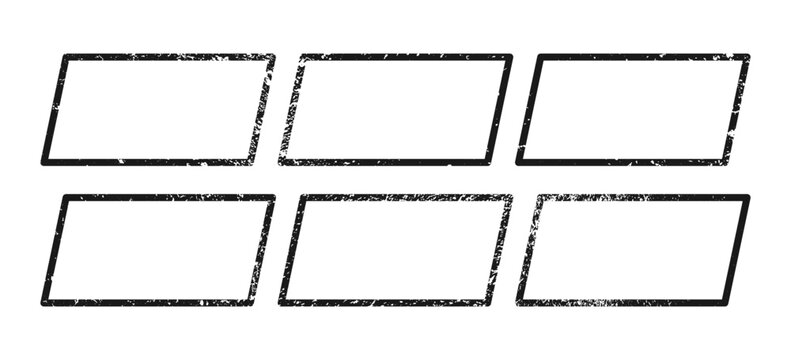Set of grunge borders in parallelogram form