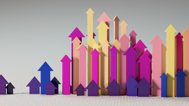 Colorful Upward Arrows Symbolizing Growth, Progress, and Business Momentum