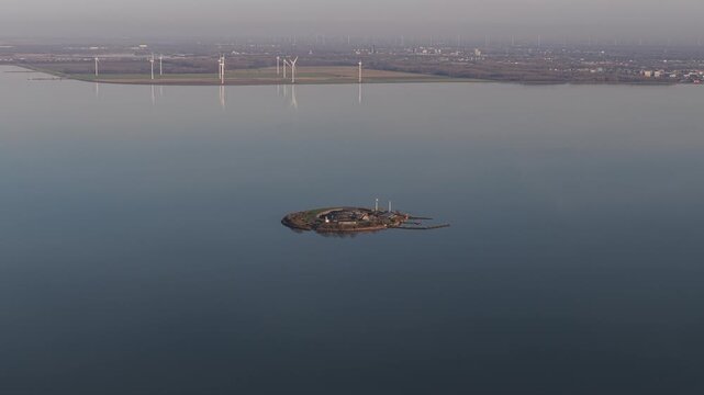 Aerial view of fort pampus island near amsterdam