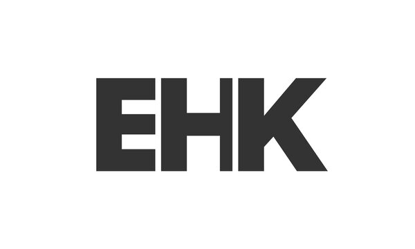 EHK logo design template with strong and modern bold text. Initial based vector logotype featuring simple and minimal typography. Trendy company identity.