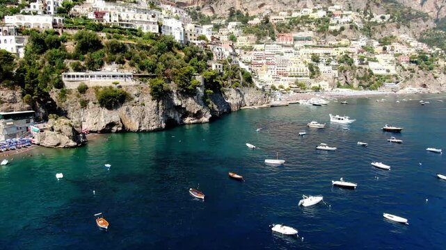Positano, Campania, Italy, aerial drone view