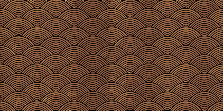 A repeating pattern of overlapping curved lines in shades of brown