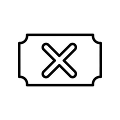 Fototapeta premium Invalid Ticket Icon with Cross Mark on White Background