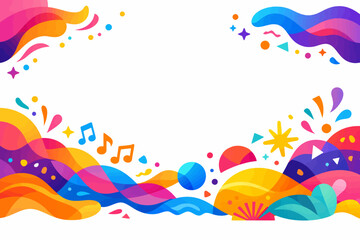 Fototapeta premium Colorful abstract waves and musical notes in a vibrant artistic design
