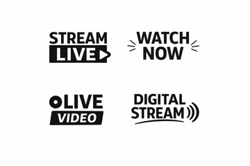 Obraz premium Stream live and watch now digital video streaming icons set