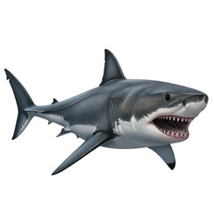 Fototapeta premium A close-up view of a great white shark swimming in the ocean with its mouth open