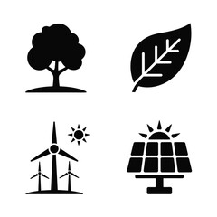 Fototapeta premium Nature Renewable Energy Green Environment Icons Tree Leaf Wind S