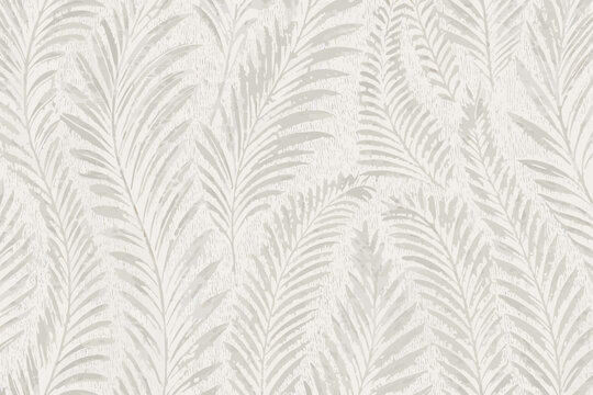 Subtle gray tropical leaf pattern on a textured light background