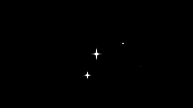 flat vector doodle sparkle star animation, Twinkle light stars sparkling, shine twinkle star, Twinkle lights star, glowing light trails, 2D shining twinkle effect on black screen background. 4k video