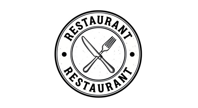 Restaurant logo with fork and knife symbol.