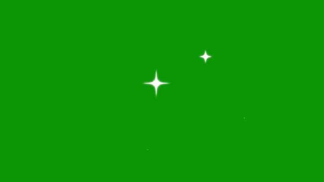 flat vector doodle sparkle star animation, Twinkle light stars sparkling, shine twinkle star, Twinkle lights star, glowing light trails, 2D shining twinkle effect on green screen background. 4k video