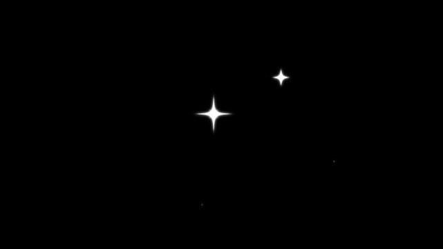 flat vector doodle sparkle star, white cartoon blinking stars, fast line glitter star motion, glowing light effect, star sparkle vector doodles, Twinkling stars animation, black background 4k video