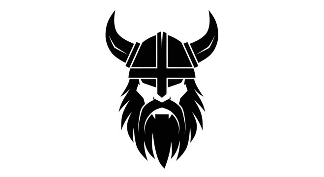 Viking Warrior Head with Horned Helmet and Beard.