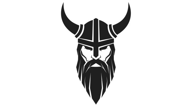 Viking Warrior Head with Horned Helmet and Beard.