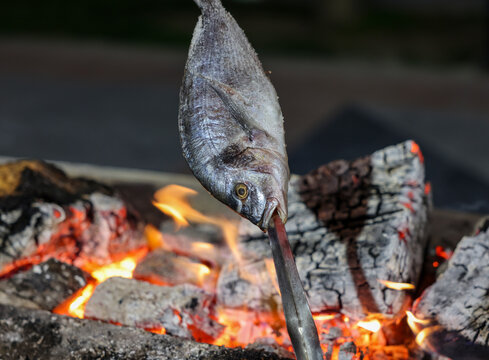 A traditional method of grilling fish in the Malaga region of Spain, known as espeto, uses a j&aacute;bega-type fishing boat filled with sand, on which an olive wood fire is lit.