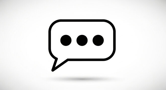 A simple black and white vector graphic of a speech bubble icon