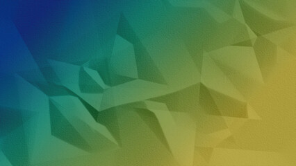 Obraz premium Abstract low poly geometric background with blue and green gradient and fine paper texture. Concept of modern creative design