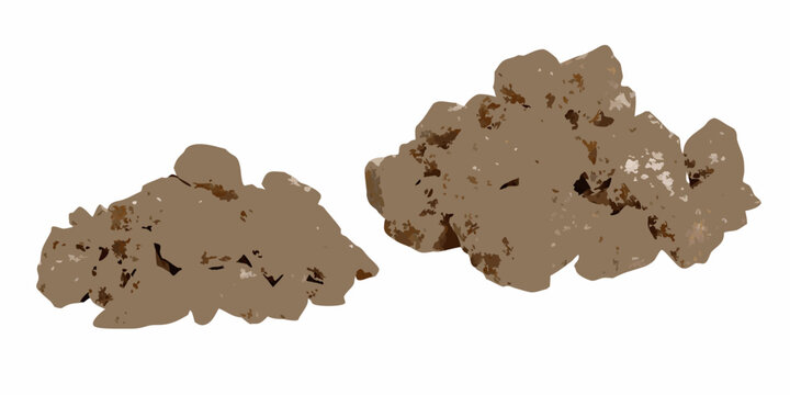 Two clumps of soil or earth isolated on a white background