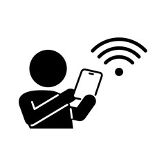 スマホをWi-Fi環境で使用している人のアイコン © nabe