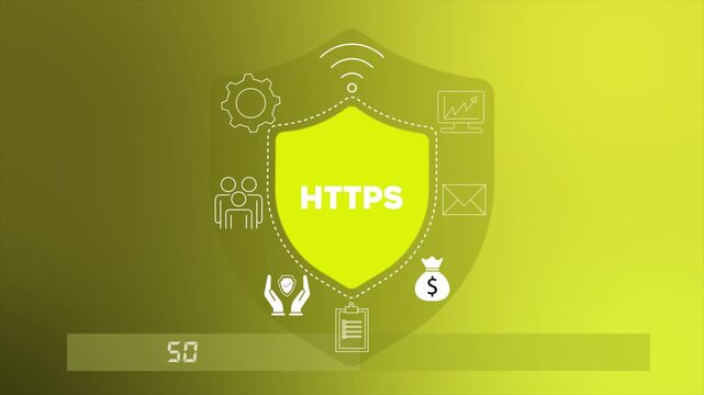 HTTPS protocol securing web communication with encryption and authentication 4K animation video.
